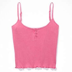 American Eagle Pink Cropped Henley tank top